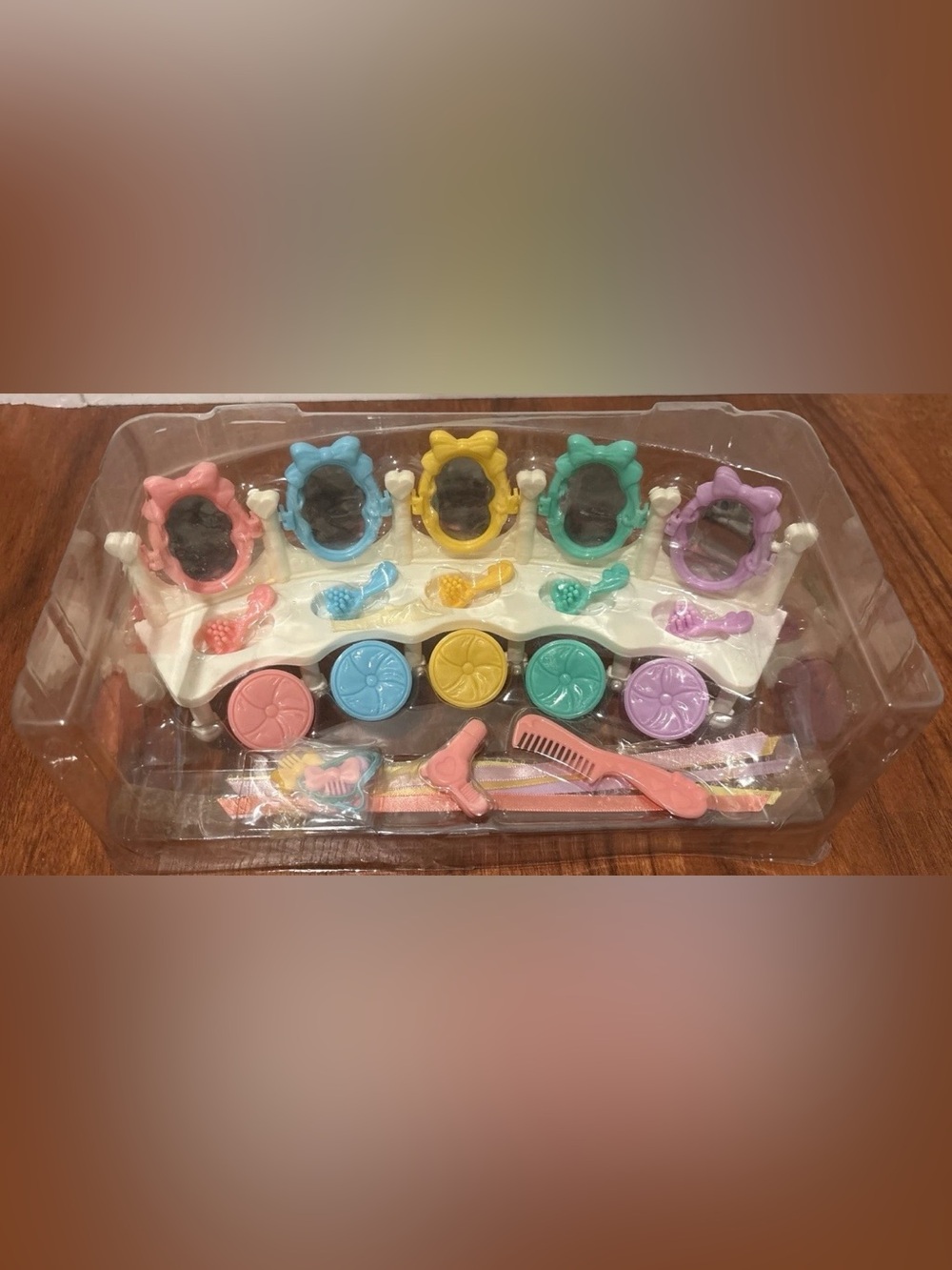 Vintage 1990 Quints vanity set for 5 Play Hair Styling  pastel Multicolor